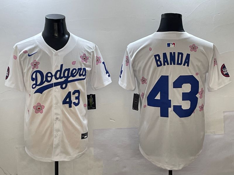 Men Los Angeles Dodgers #43 Banda White Sakura Edition 2025 Nike MLB Jersey style 3->los angeles dodgers->MLB Jersey